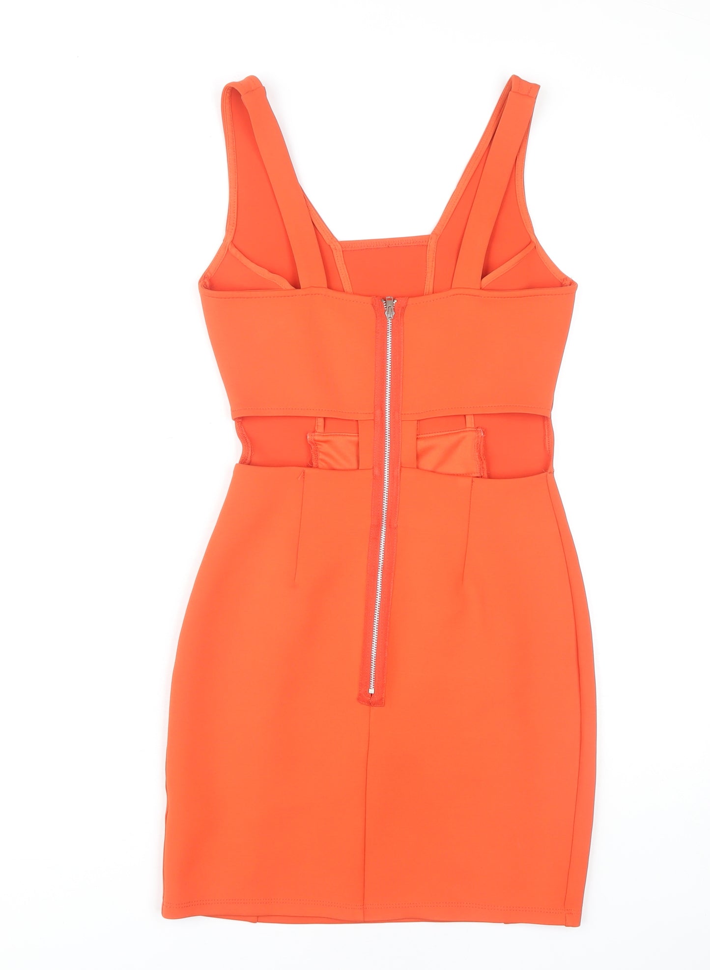 Topshop Orange Bodycon Mini Dress - Size 8, Party Wear