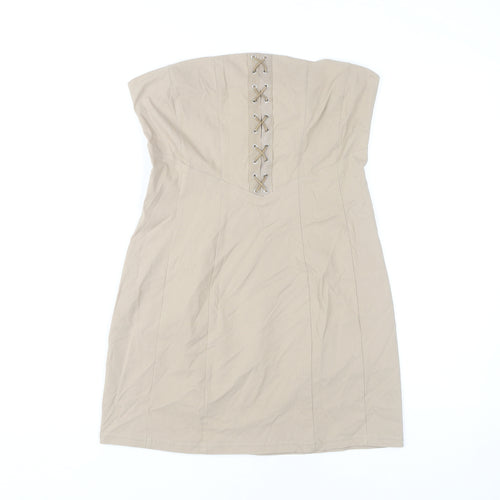 Urban Outfitters Women's Beige Strapless Short Dress M