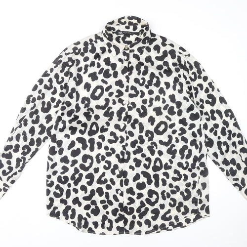 Zara Women's Animal Print Button-Up Shirt - Size 12
