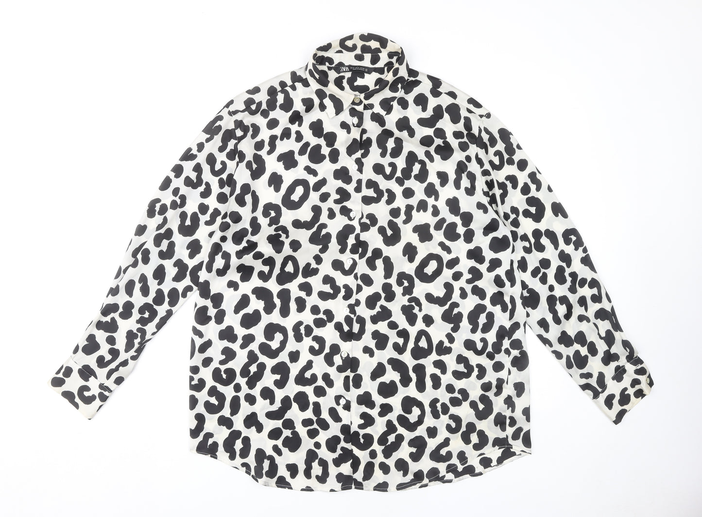 Zara Women's Animal Print Button-Up Shirt - Size 12