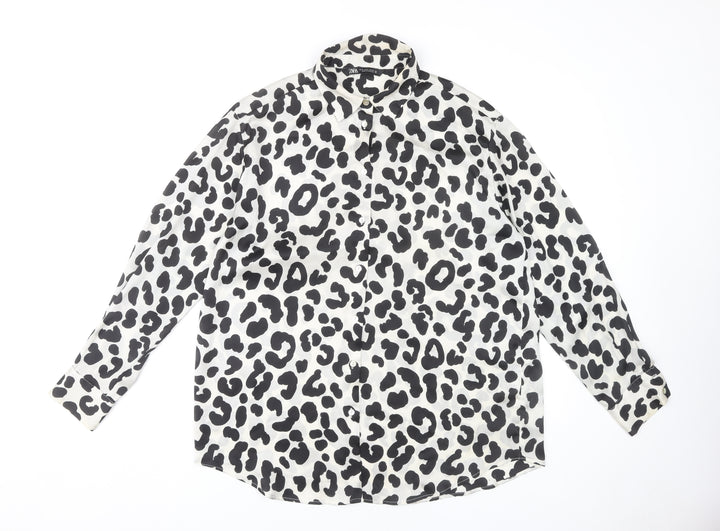 Zara Women's Animal Print Button-Up Shirt - Size 12
