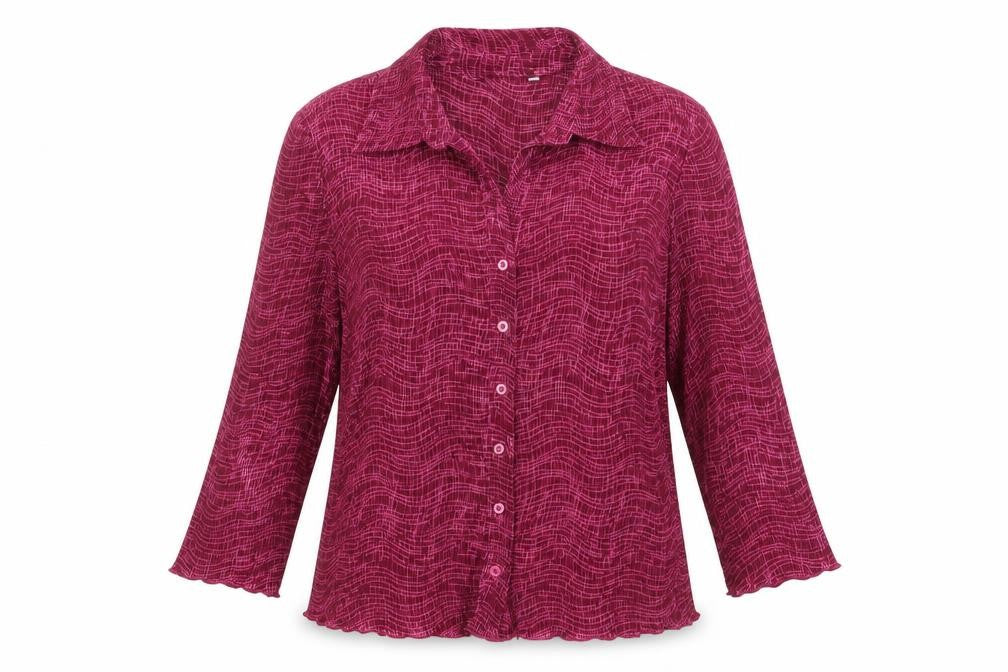 Front view of BHS Women's Red Long Sleeve Blouse, size 14