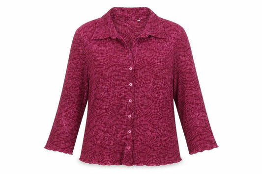 Front view of BHS Women's Red Long Sleeve Blouse, size 14