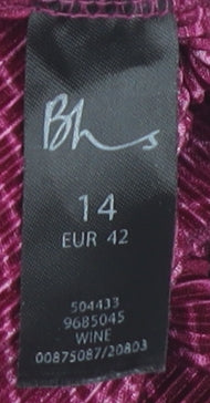 BHS Women's Red Long Sleeve Blouse, Size 14