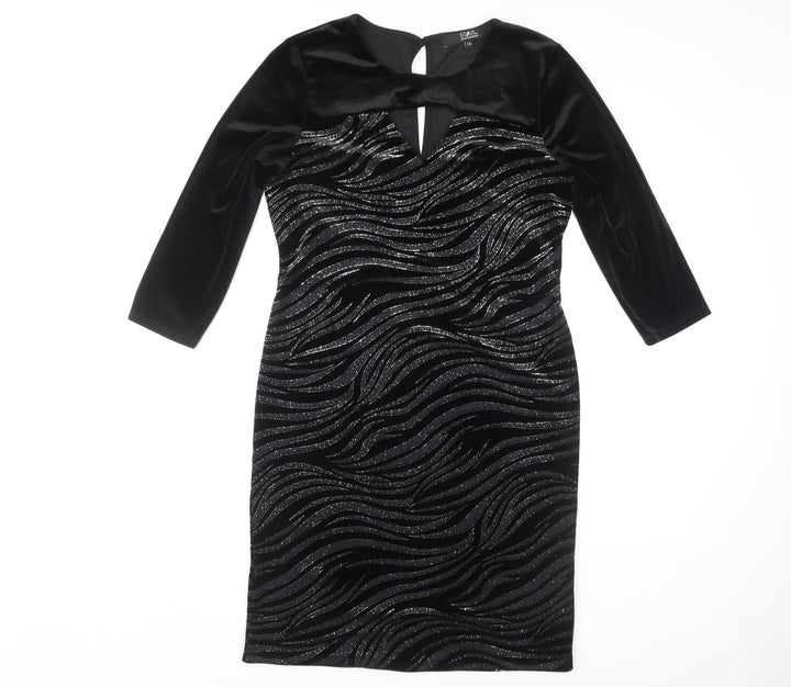Star by Julien Macdonald Women's Black Glitter Bodycon Dress