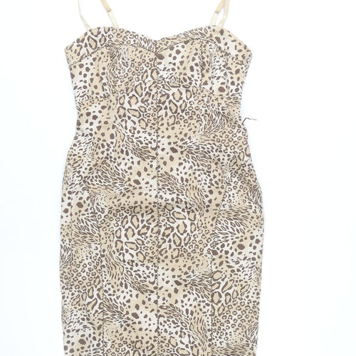 Dorothy Perkins Women Beige Animal Print Dress Size 12