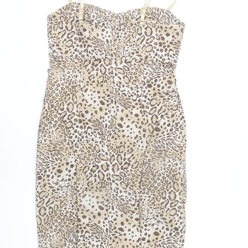 Dorothy Perkins Women Beige Animal Print Dress Size 12