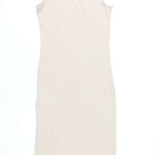 NA-KD Women's Beige High Neck Midi Sheath Dress - XS
