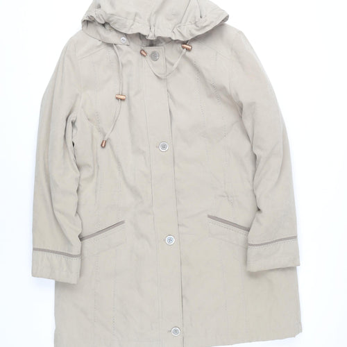 Bonmarché Women's Beige Rain Coat Medium Long Hooded