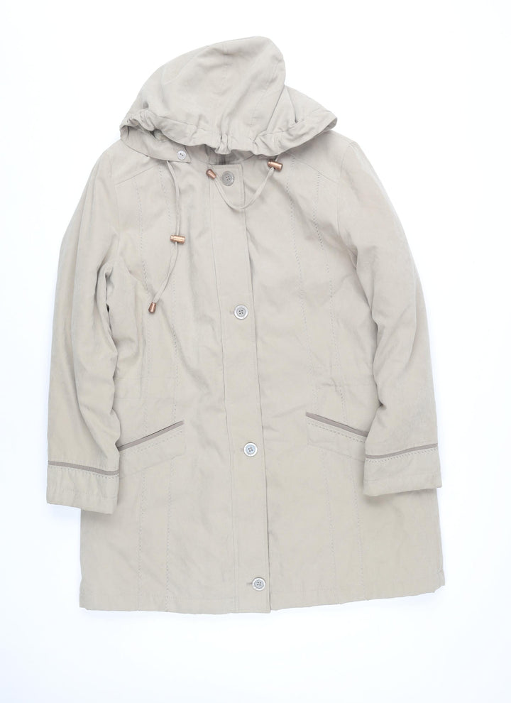 Bonmarché Women's Beige Rain Coat Medium Long Hooded