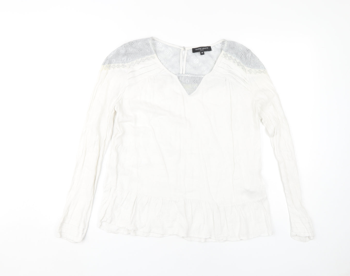 Galeries Lafayette Women's White Lace Tunic Top, Size 12