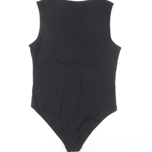 H&M Women's Black Bodysuit, Size L, V-Neck, Casual