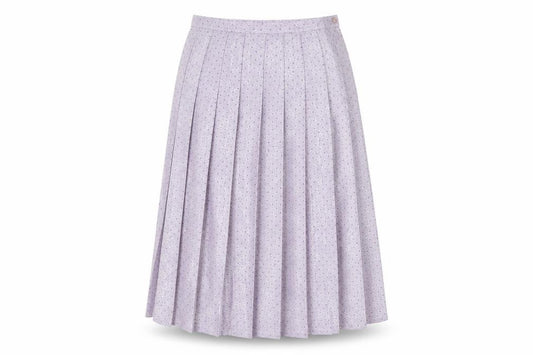 Front view of Country Casuals Women's Purple Pleated Midi Skirt, size 14