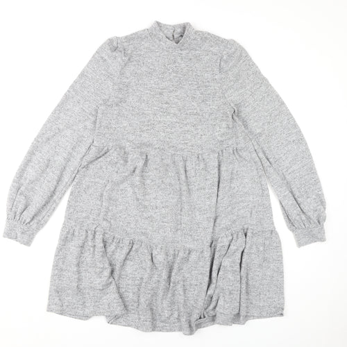 New Look Women's Grey Shift Dress - Size 8