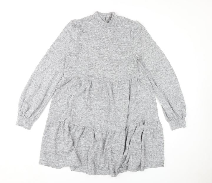 New Look Women's Grey Shift Dress - Size 8