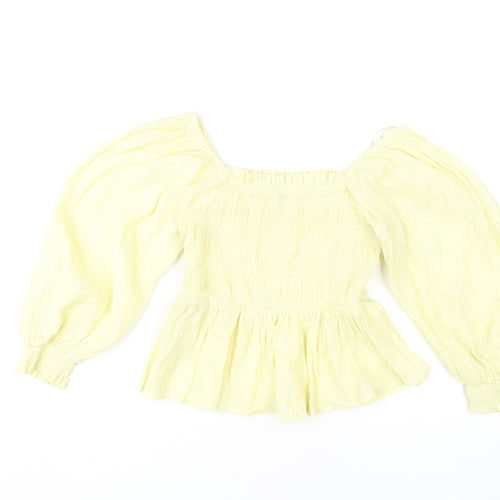 River Island Yellow Off-Shoulder Balloon Sleeve Top
