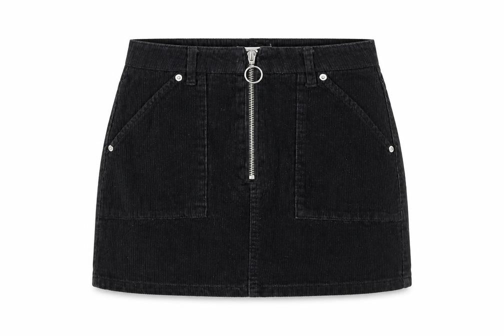 Topshop Petite Black Corduroy A-Line Skirt, Size 6