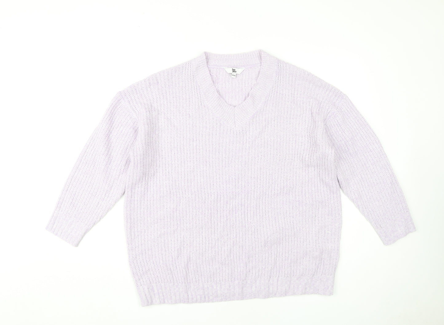 be you Women's Purple V-Neck Pullover Jumper Size 16/18