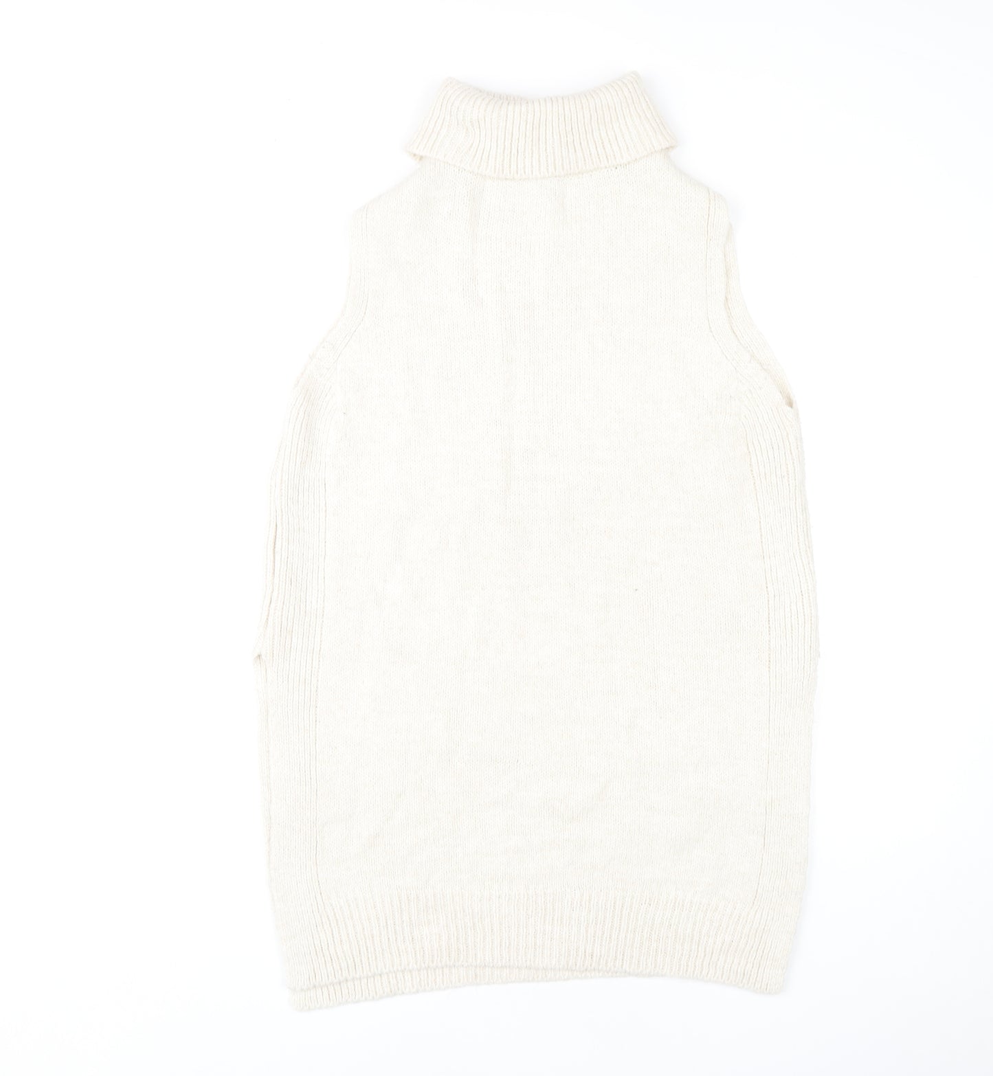 Next Women's Beige Roll Neck Sleeveless Vest Size 12