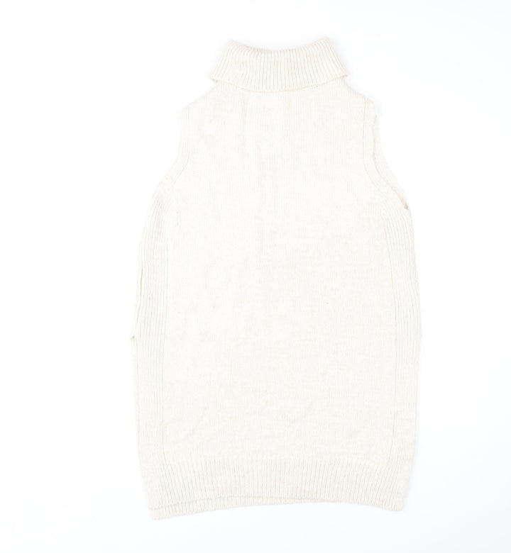 Next Women's Beige Roll Neck Sleeveless Vest Size 12