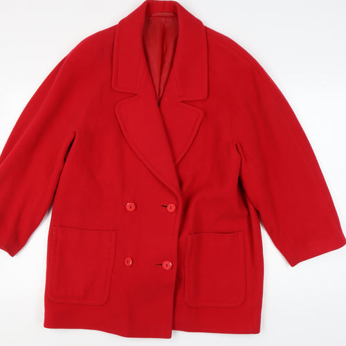Marks and Spencer Women's Red Wool Pea Coat Size 14