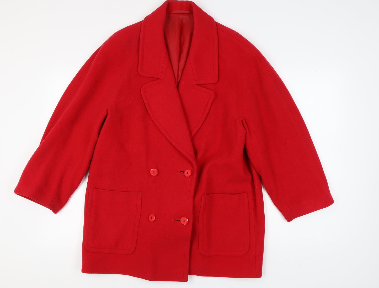 Marks and Spencer Women's Red Wool Pea Coat Size 14