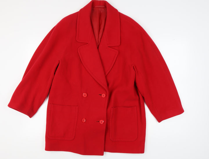 Marks and Spencer Women's Red Wool Pea Coat Size 14