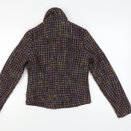 New Look Women's Multicoloured Tweed Biker Jacket Size 10