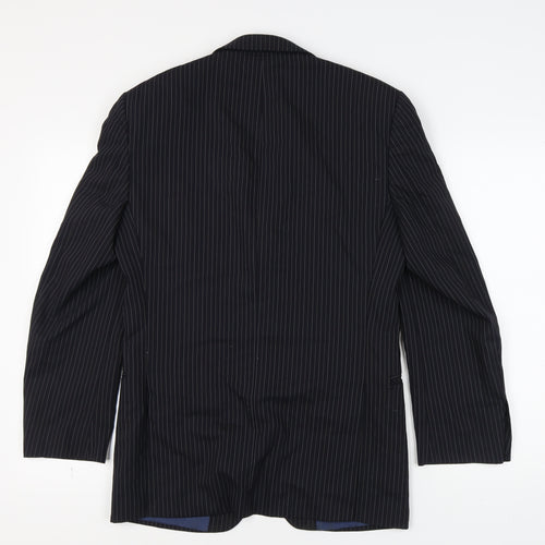 Marks & Spencer Men's Blue Striped Blazer, Size 36R Wool