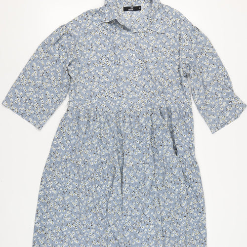 Love Sunshine Women's Blue Floral Shirt Dress
