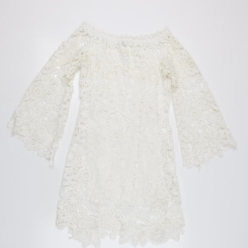 Missagi Women's Ivory Lace Off-Shoulder Dress Size 8