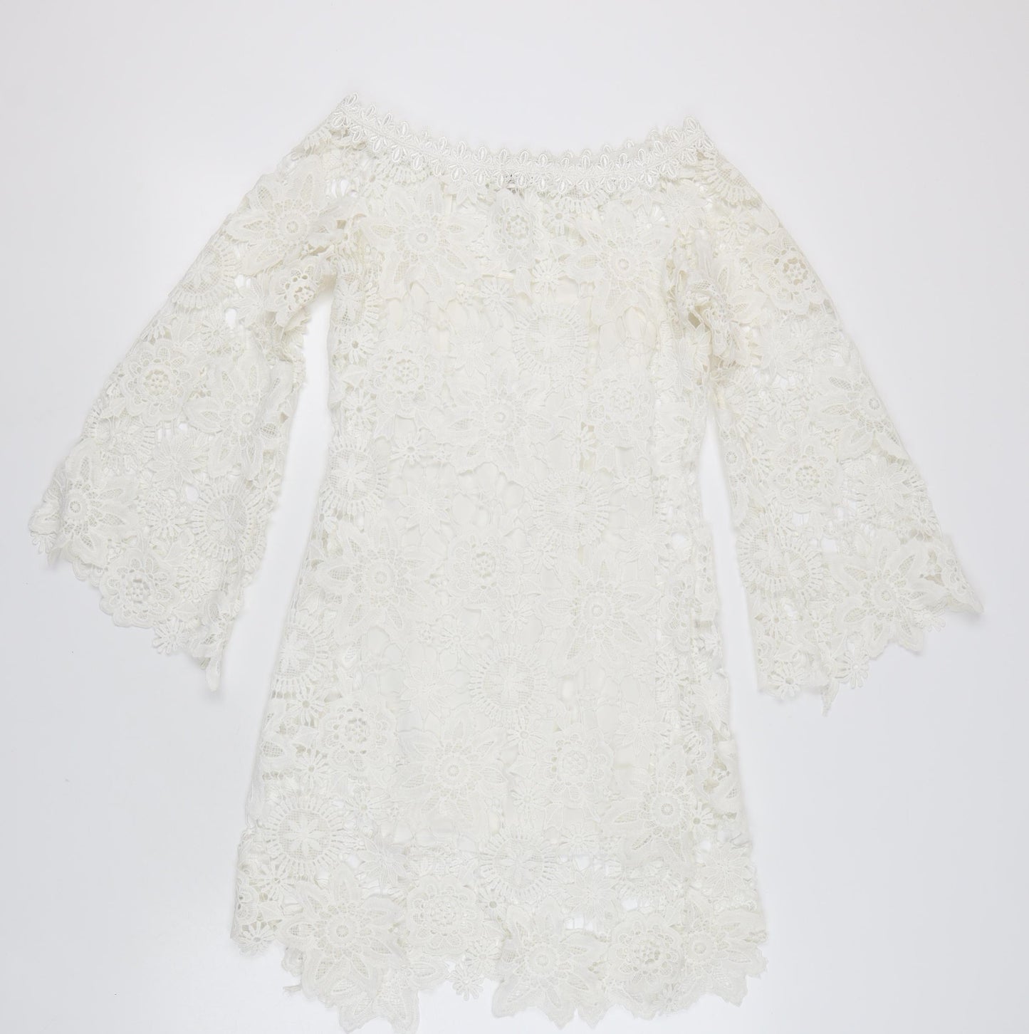 Missagi Women's Ivory Lace Off-Shoulder Dress Size 8