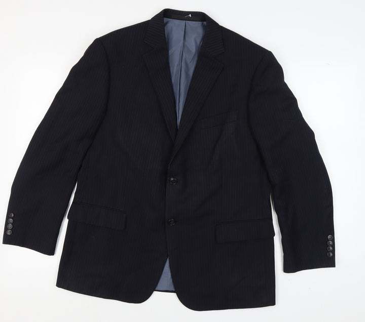 Marks and Spencer Men's Blue 42S Striped Suit Jacket