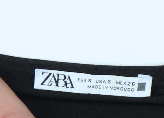 Zara Women's Black V-Neck Top, Size S, Stylish Essential