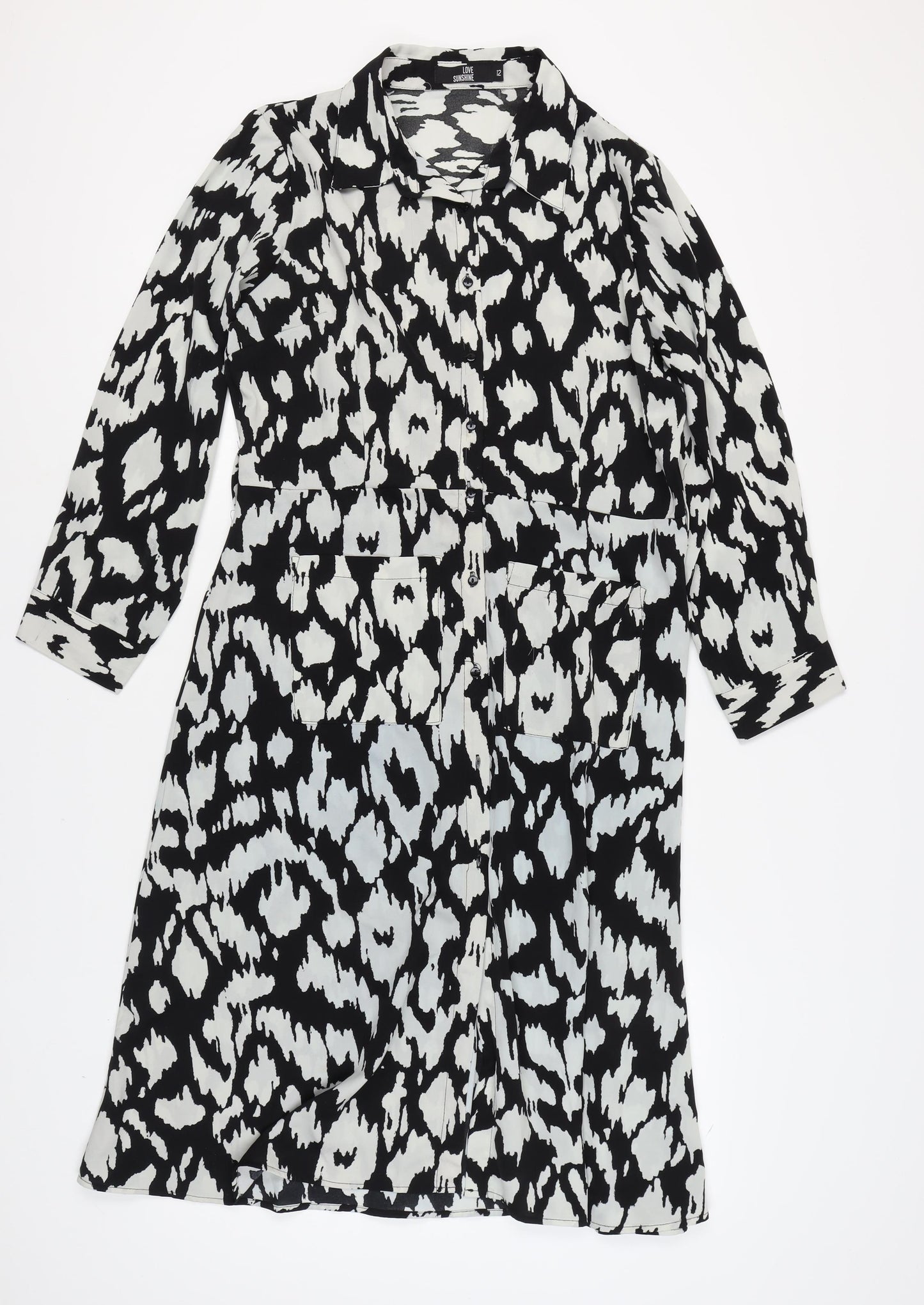 Love Sunshine Women's Black Animal Print Shirt Dress