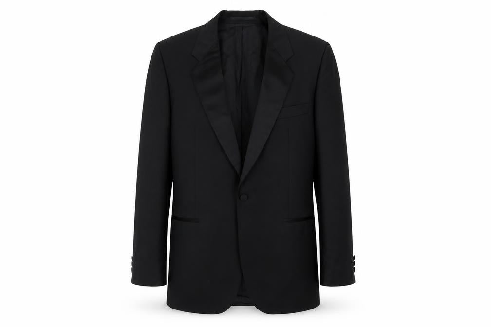 Front view of St Michael Men's Black Tuxedo Jacket - 40R, Formal, Vintage