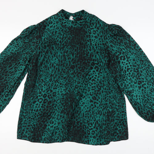 Next Women's Green Animal Print Blouse, Size 14