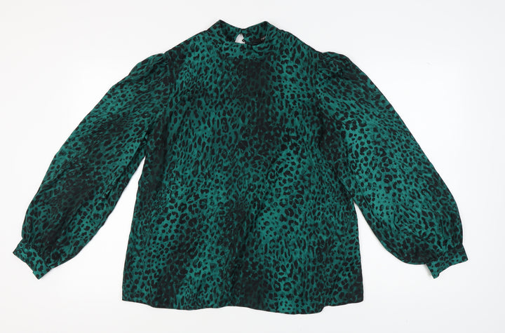 Next Women's Green Animal Print Blouse, Size 14