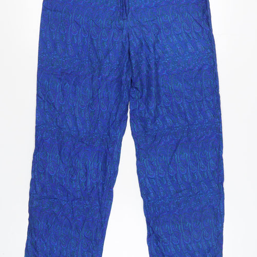 Monsoon Women's Blue Silk Paisley Trousers Size 10