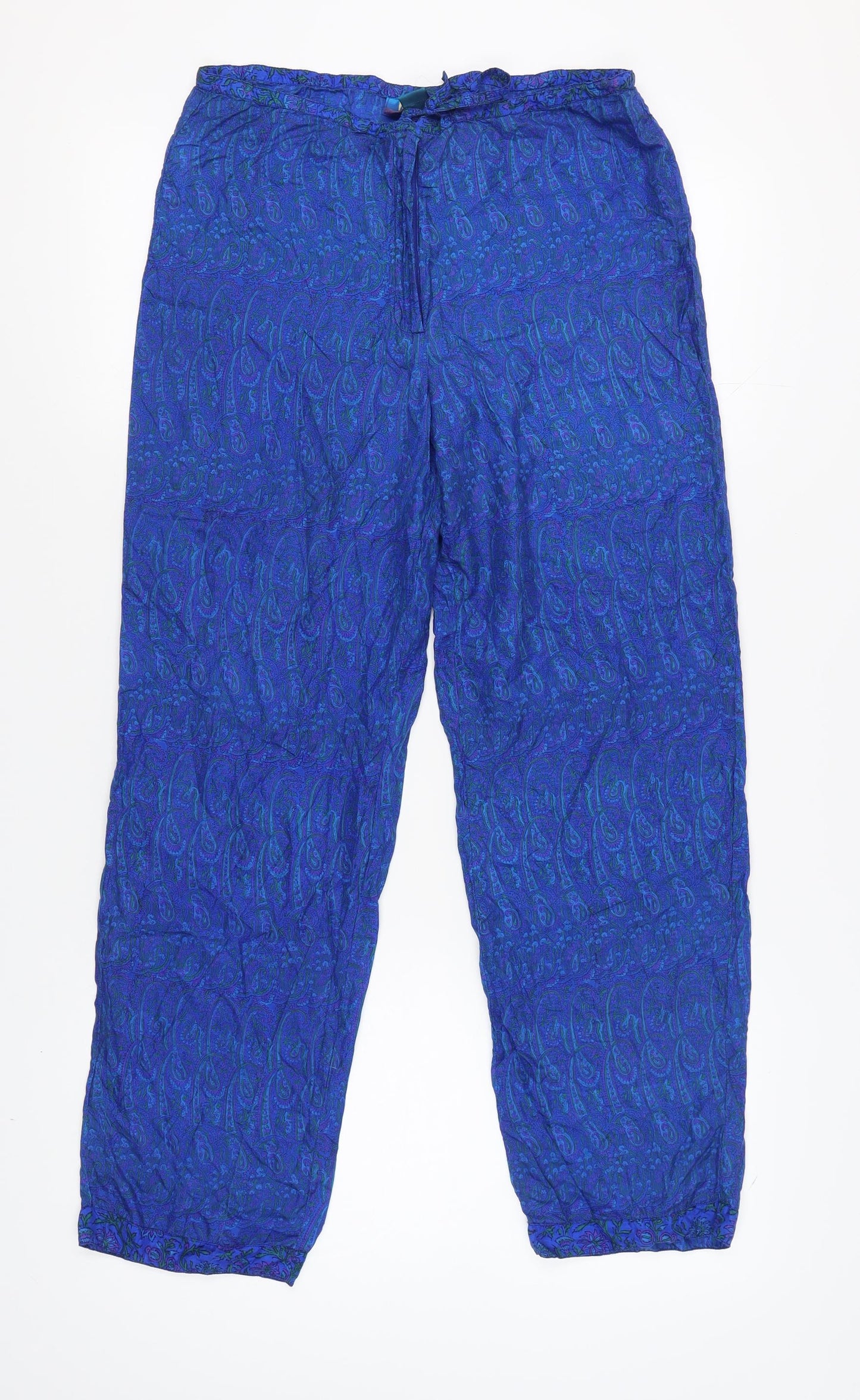 Monsoon Women's Blue Silk Paisley Trousers Size 10