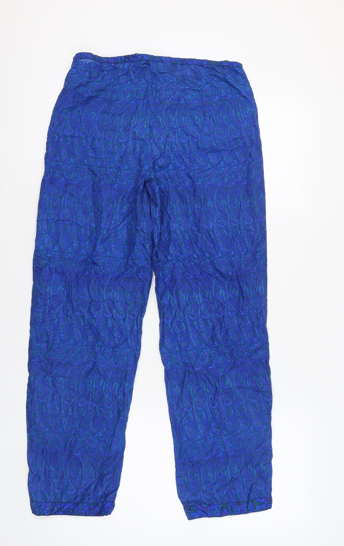 Monsoon Women's Blue Silk Paisley Trousers Size 10
