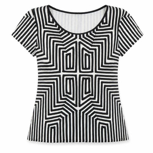 Roman Women’s Geometric T-Shirt, Size 10, Black
