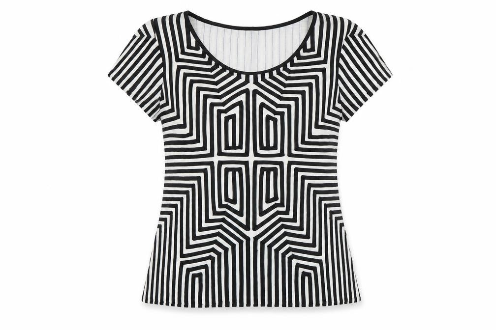 Roman Women’s Geometric T-Shirt, Size 10, Black