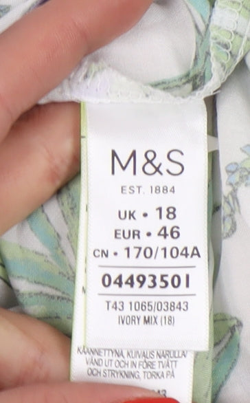 Marks & Spencer Women's Ivory Floral Blouse, Size 18