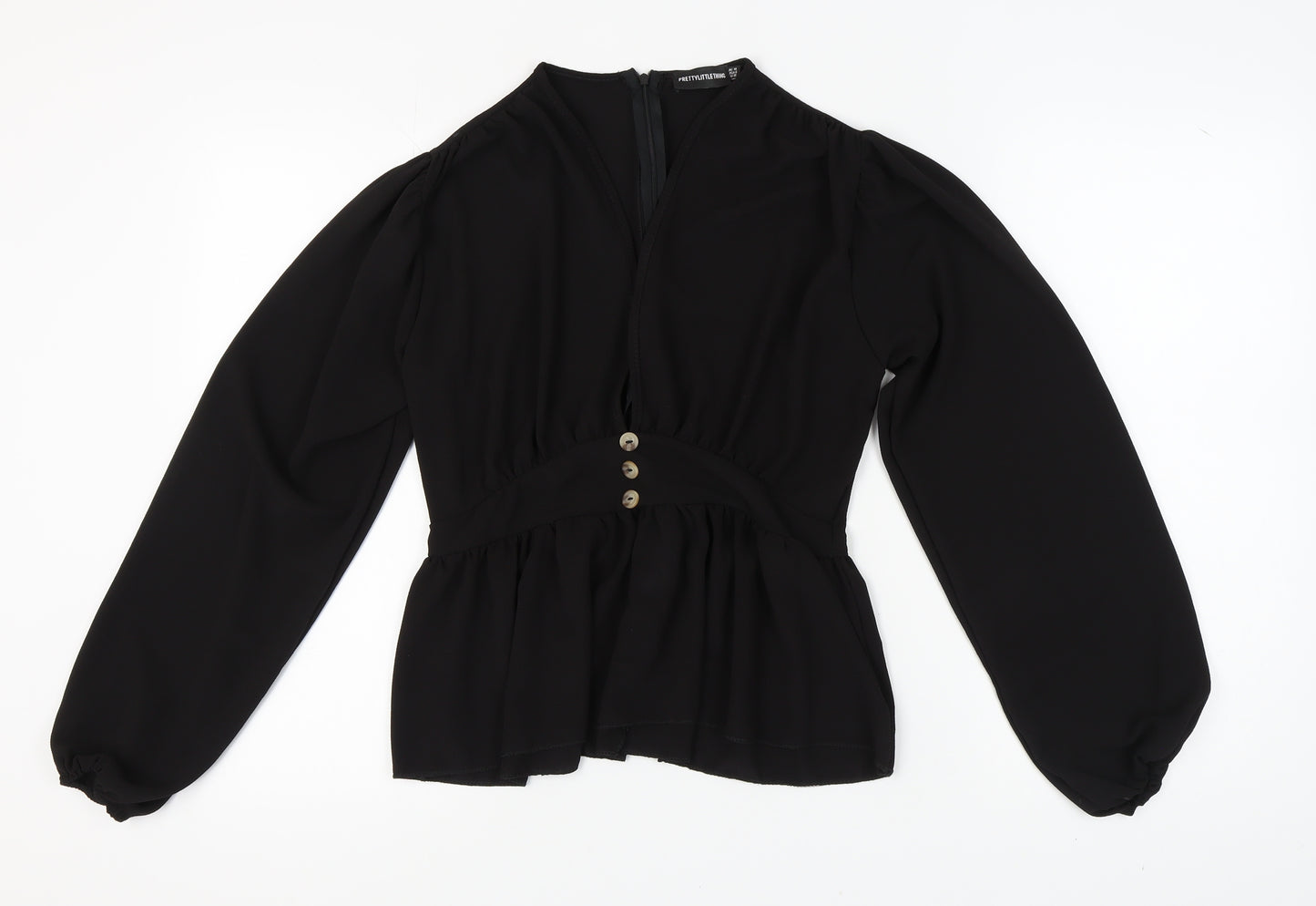 PrettyLittleThing Women's Black Blouse Size 10