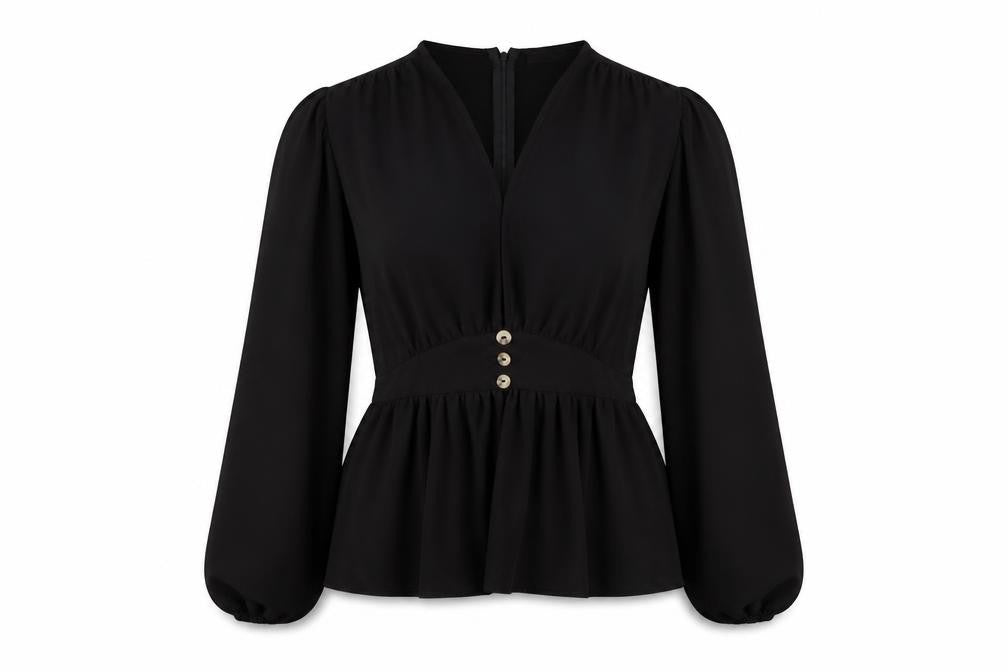 Front view of PRETTYLITTLETHING Women's Black Blouse, size 10