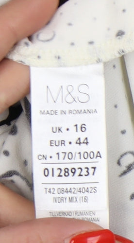 Marks and Spencer Women's Ivory Floral Shift Dress Size 16