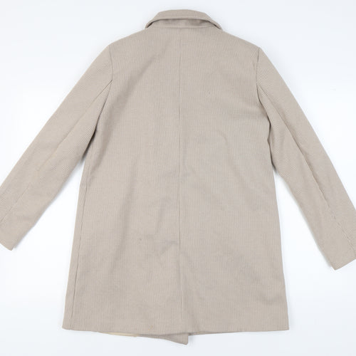 Boohoo Women's Beige Check Pea Coat Size 12