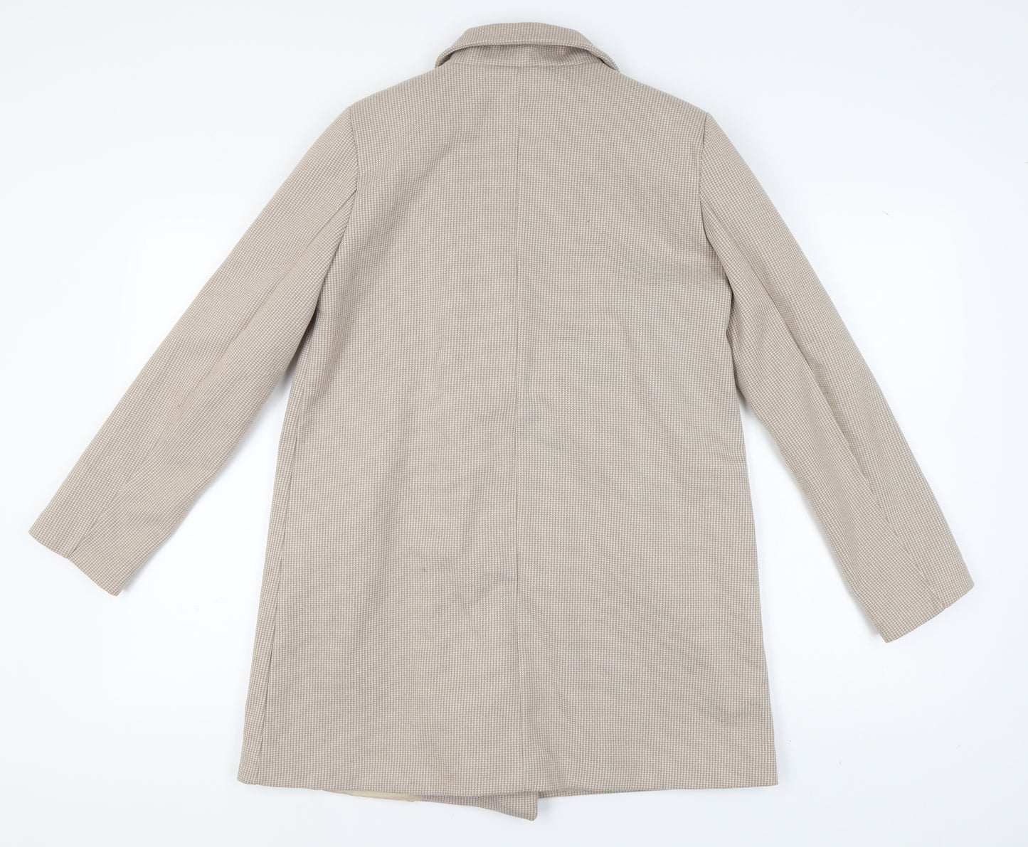 Boohoo Women's Beige Check Pea Coat Size 12