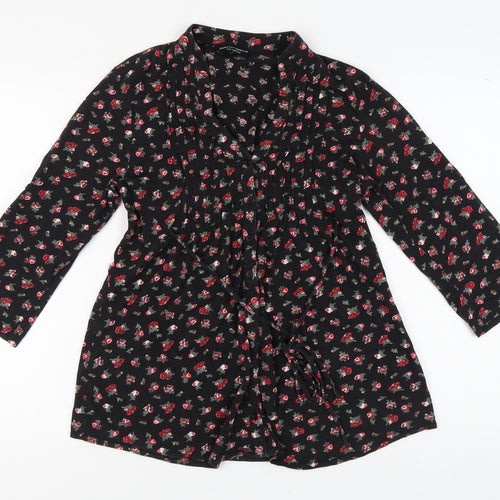 Dorothy Perkins Women's Black Floral Tunic Blouse Size 12